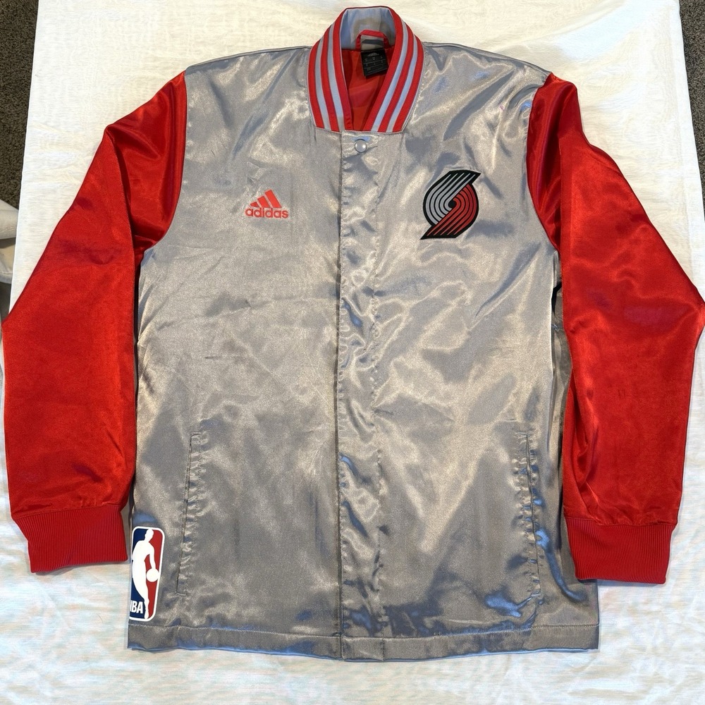 ADIDAS‎ Mens JACKET Red/Silver PORTLAND TRAIL BLAZERS Varsity NBA Medium